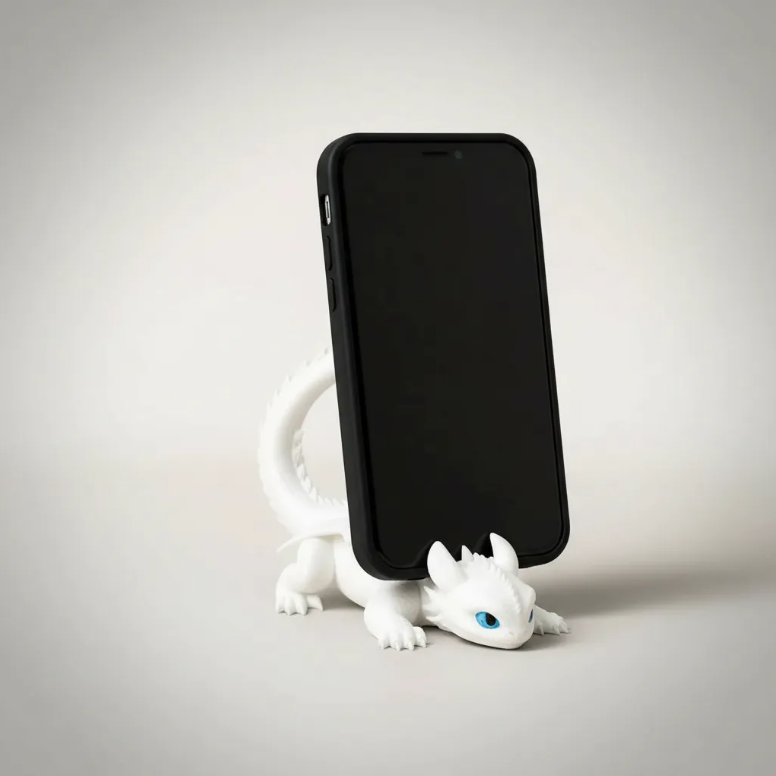 Suporte De Celular Furia Da Luz Dragão Branco Decoração