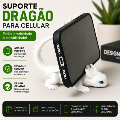 Suporte De Celular Furia Da Luz Dragão Branco Decoração