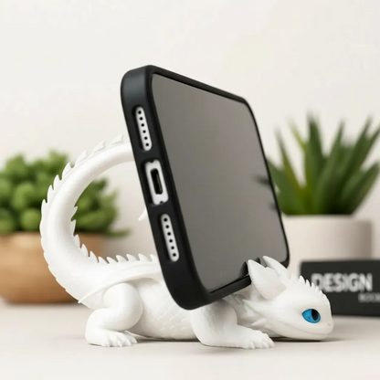 Suporte De Celular Furia Da Luz Dragão Branco Decoração