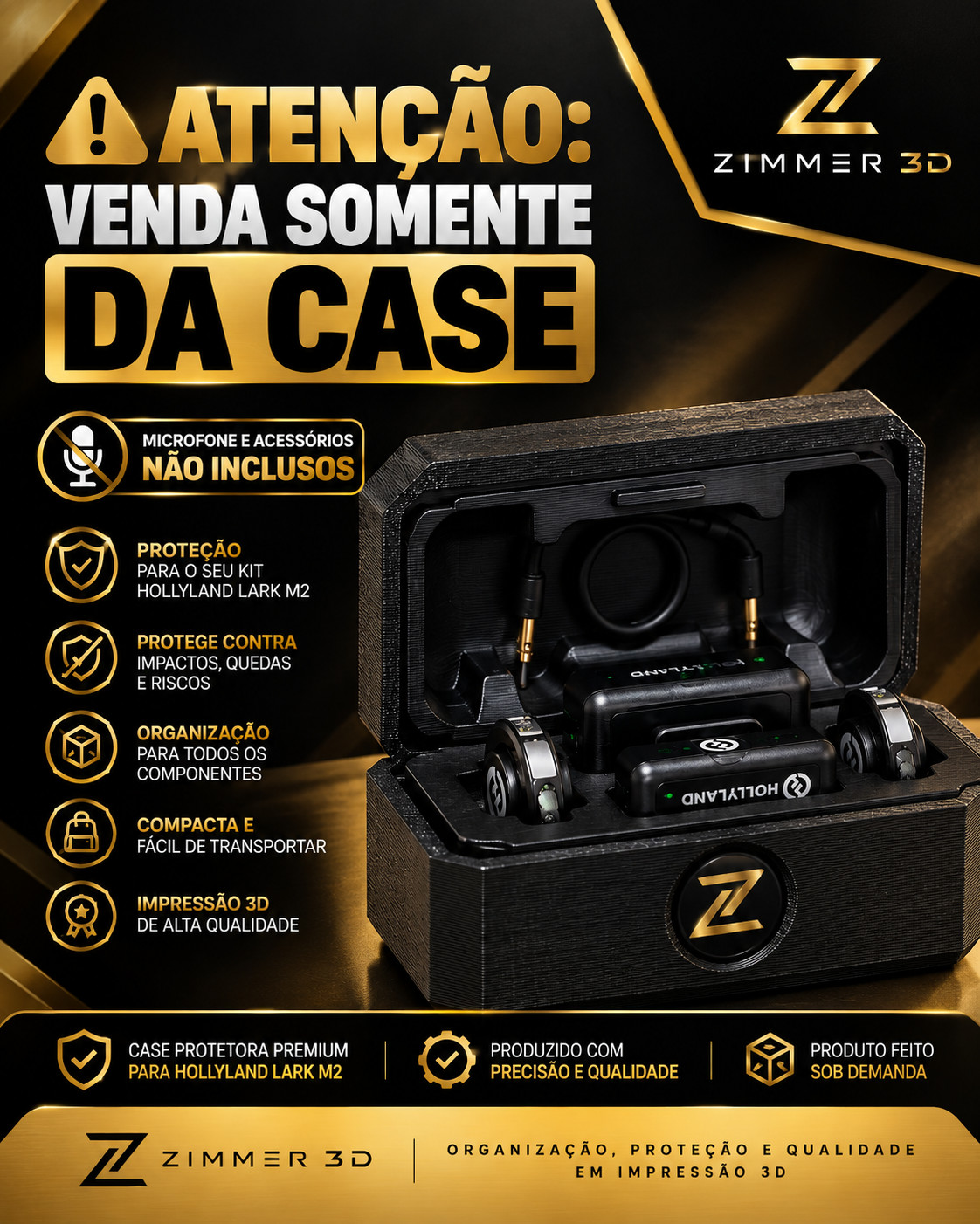 Case Anti Impacto Microfone Lark M3 Capinha De Proteção